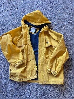 Helly Hansen Kids Mustard Yellow Hooded Raincoat
